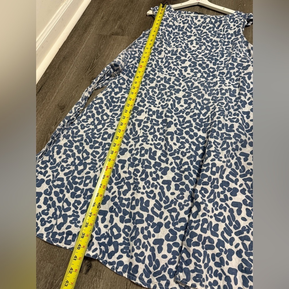 Piazza Del Tempio Italy Women's Leopard Print 100% Linen Dress Med Spring Beach - Picture 6 of 11